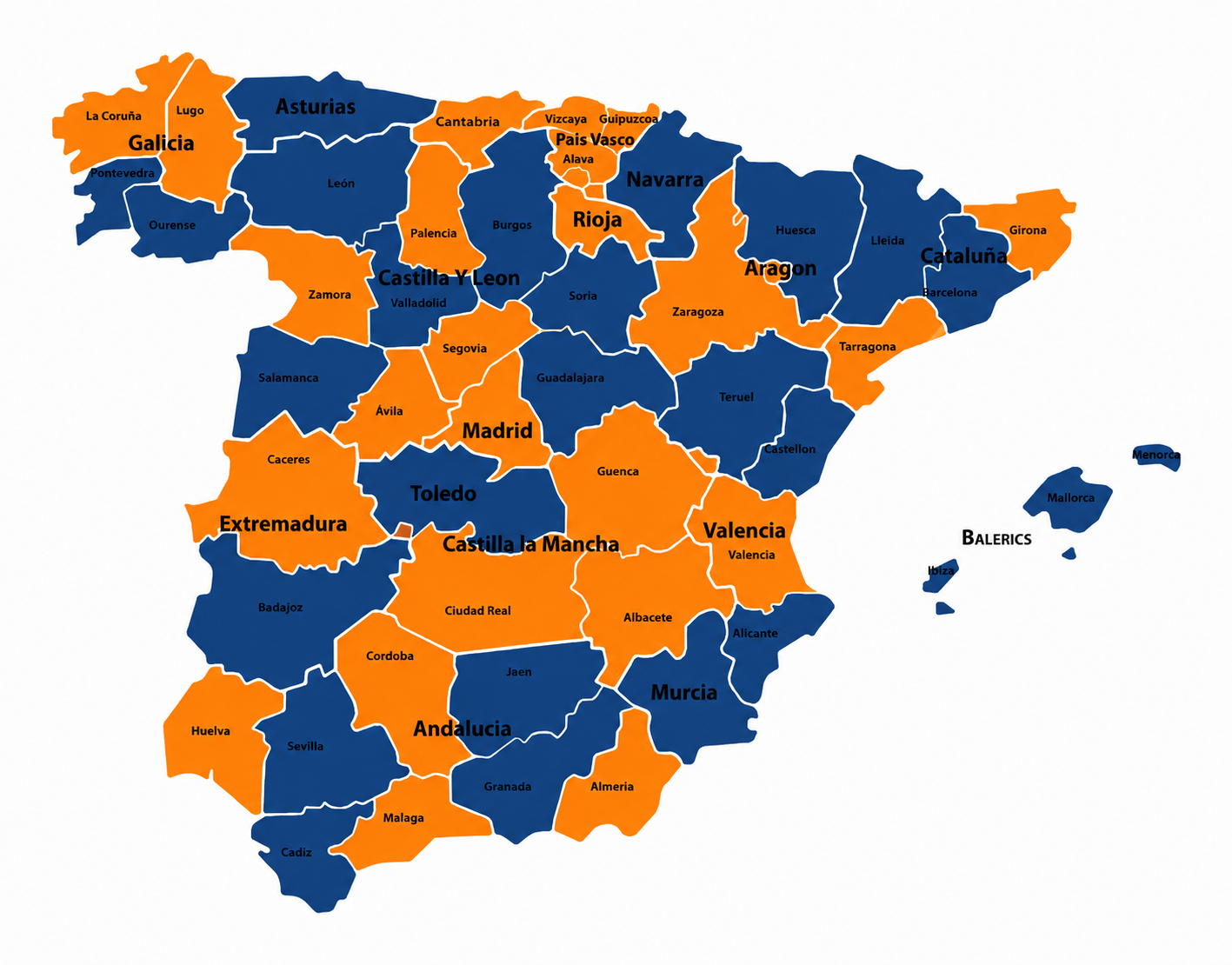 Mapa de cobertura de RentCars en España